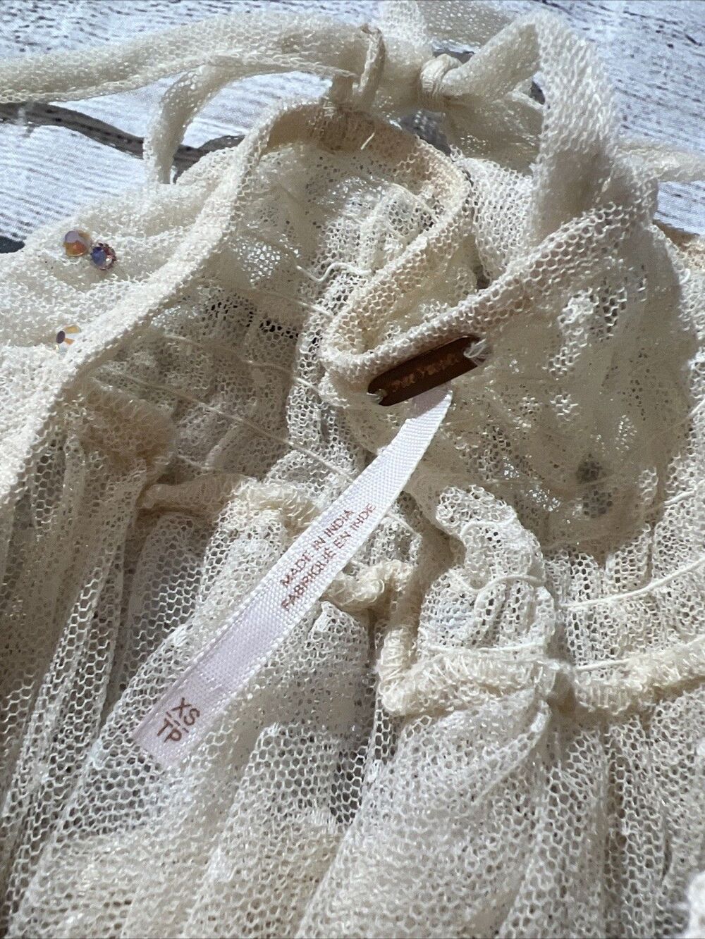 Rare Vintage Free People Say Hello to Heaven Lace Dots Crochet Slip Dress XS - Picture 6 of 13